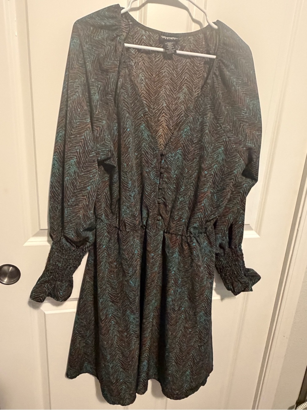 Wrangler Retro XL Chevron Smocked Sleeve Western Dress